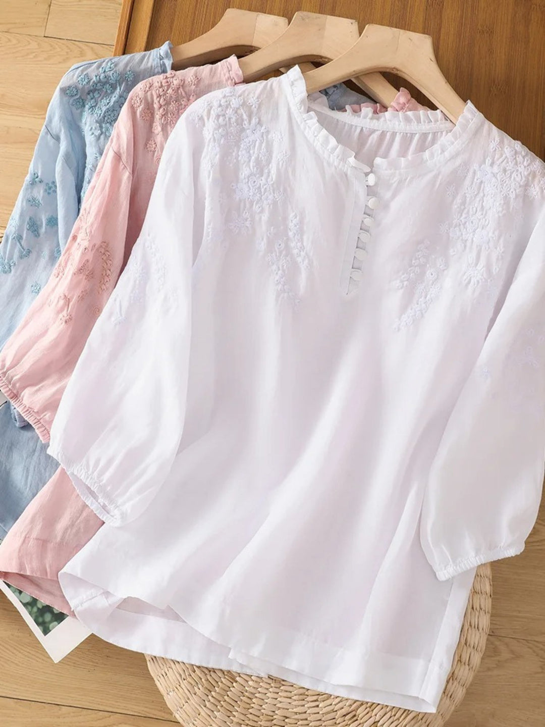 Mary - Embroidered Linen Blouse