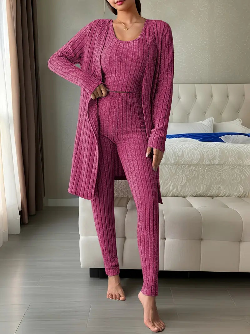 Melanie - Ribbed 3 Piece Lounge Set