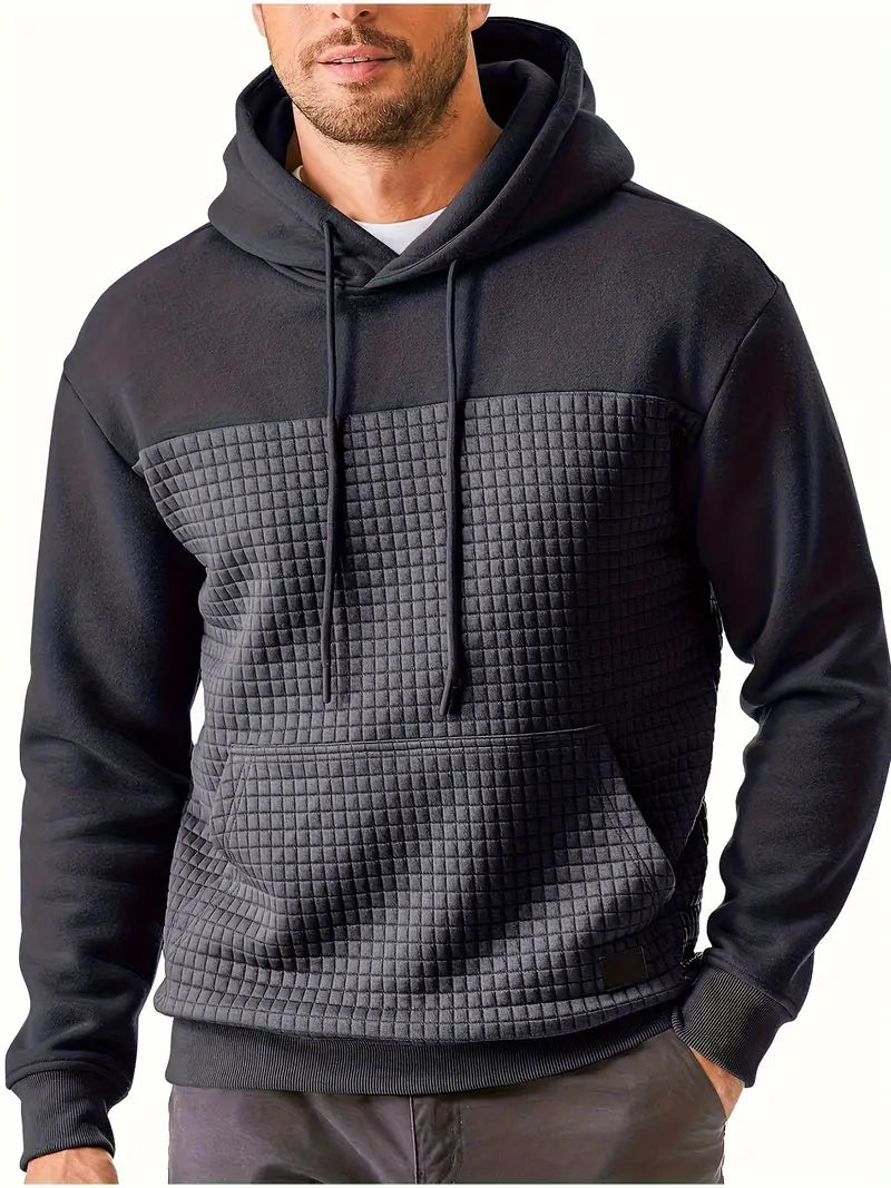 Luc - Textured Grid Hooded Sweatshirt