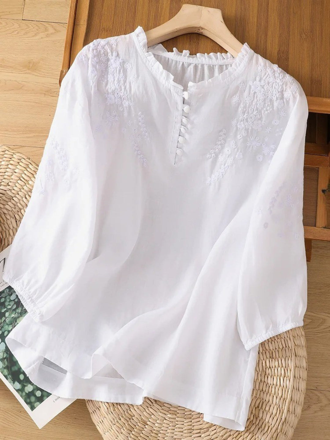 Mary - Embroidered Linen Blouse