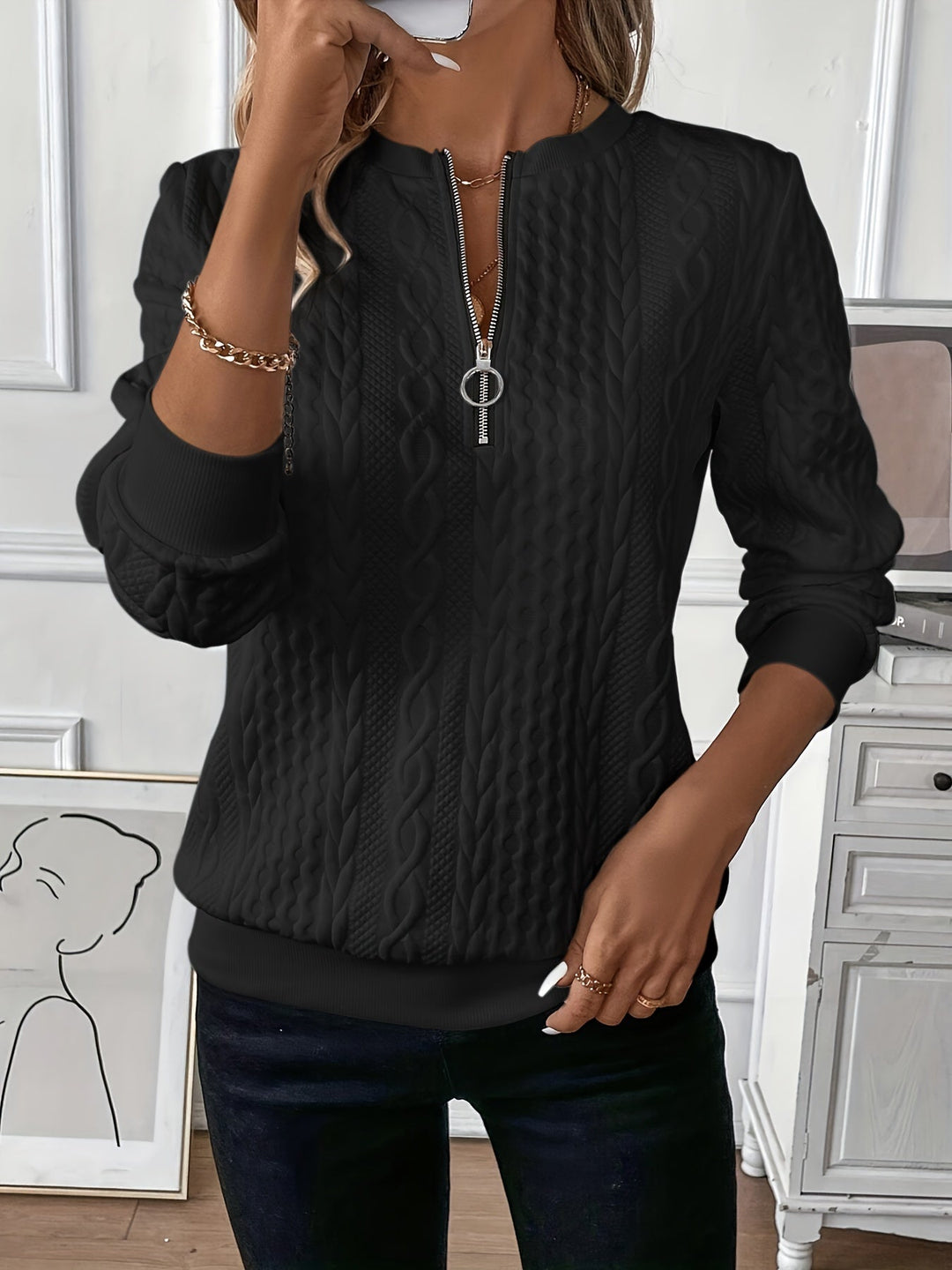 Rachel - Comfortable And Elegant Zip-Up Sweater