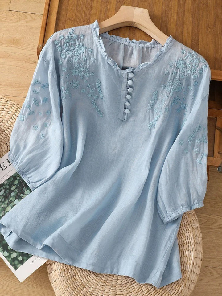 Mary - Embroidered Linen Blouse