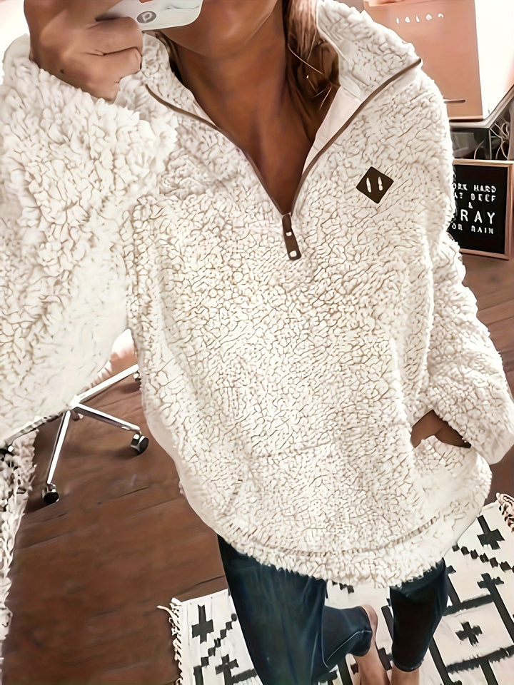 Sophie - Cozy Long Sleeve Fleece Half-Zip Sweatshirt