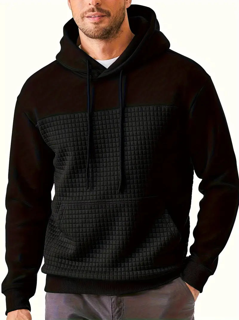 Luc - Textured Grid Hooded Sweatshirt