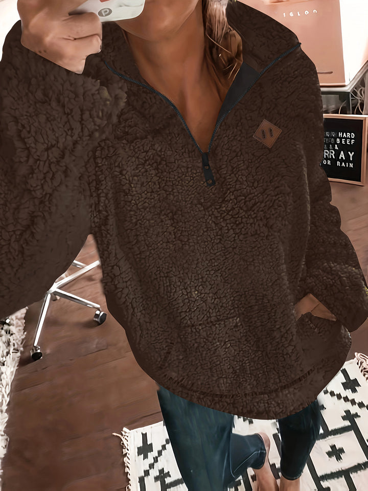 Sophie - Cozy Long Sleeve Fleece Half-Zip Sweatshirt