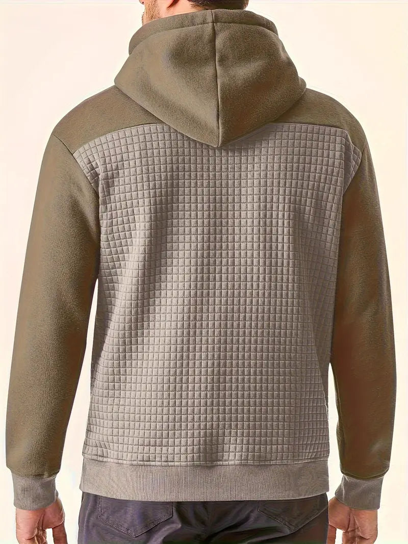 Luc - Textured Grid Hooded Sweatshirt