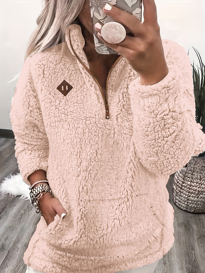 Sophie - Cozy Long Sleeve Fleece Half-Zip Sweatshirt
