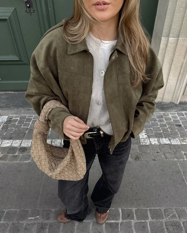 Lucia - Stylish Velvet Bomber Jacket