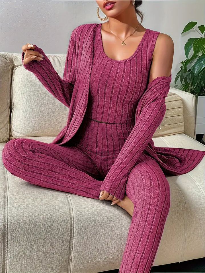 Melanie - Ribbed 3 Piece Lounge Set