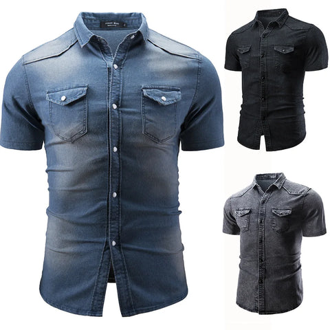 John - Short Sleeve Denim Shirt With Pockets