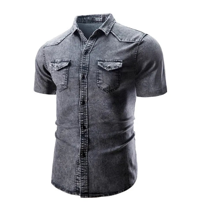 John - Short Sleeve Denim Shirt With Pockets