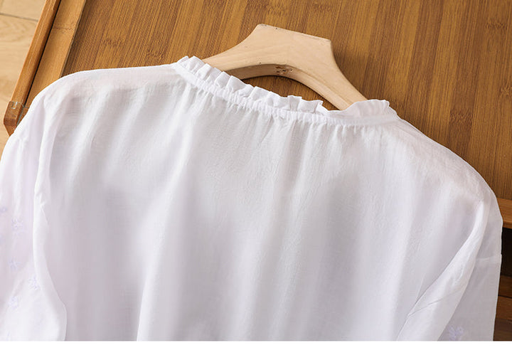 Mary - Embroidered Linen Blouse