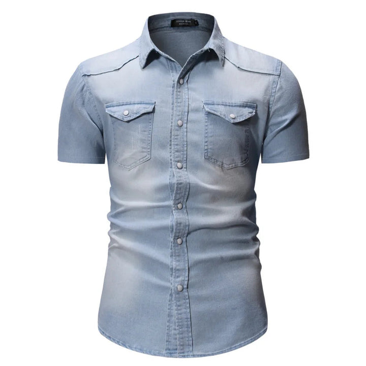 John - Short Sleeve Denim Shirt With Pockets