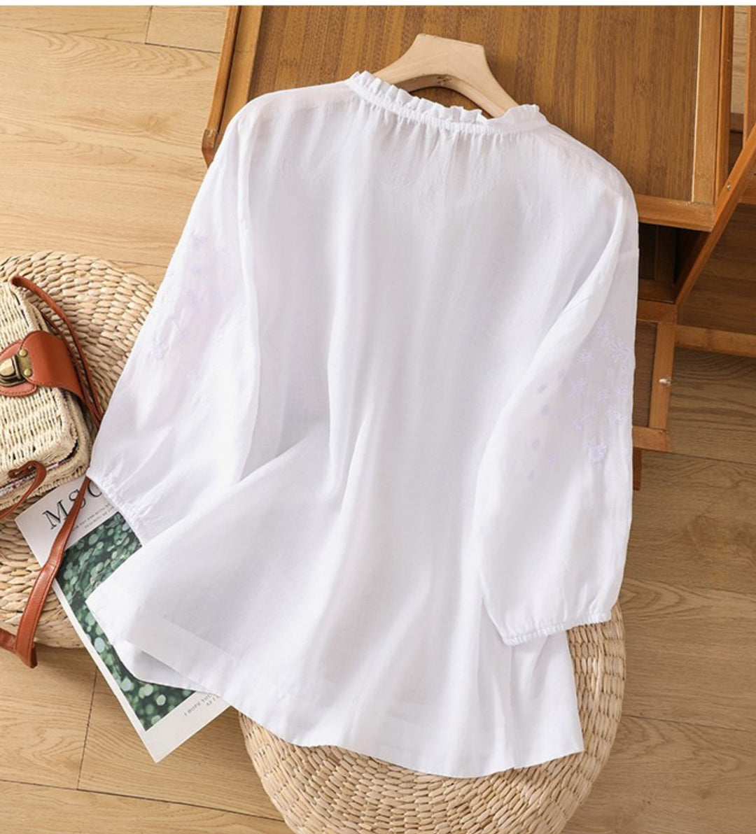Mary - Embroidered Linen Blouse
