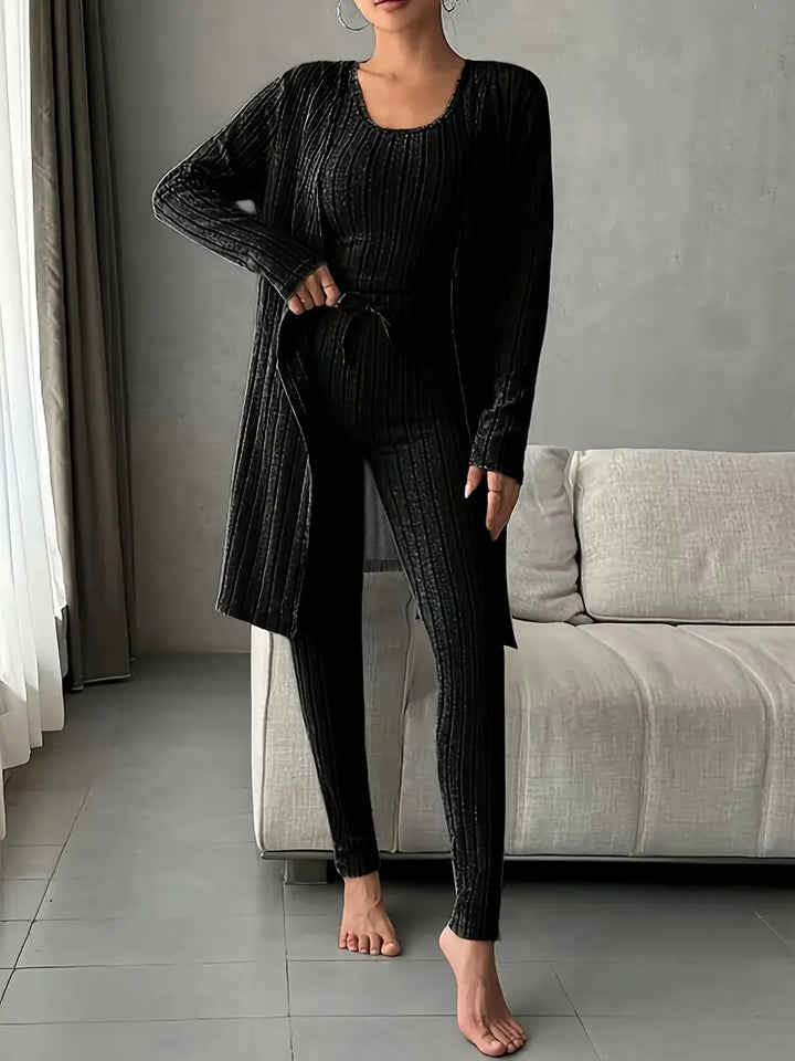 Melanie - Ribbed 3 Piece Lounge Set
