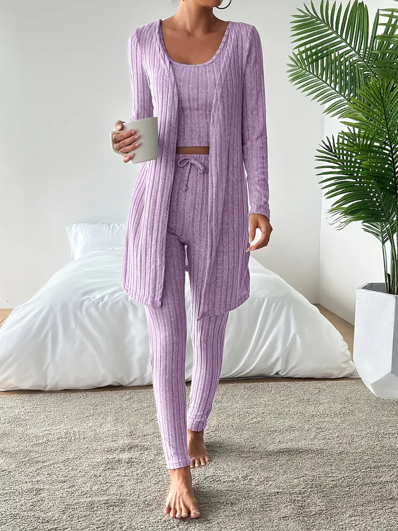 Melanie - Ribbed 3 Piece Lounge Set