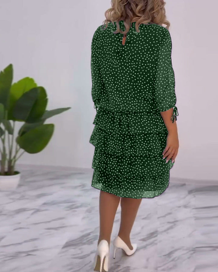 Lorraine - Elegant Chic Polka Dot Tiered Dress
