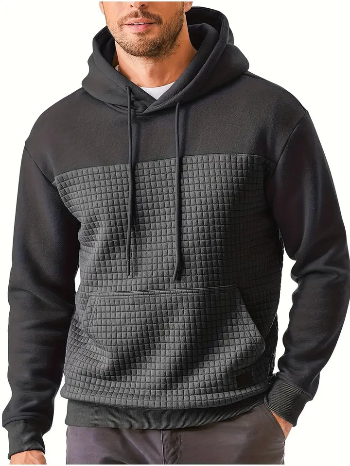 Luc - Textured Grid Hooded Sweatshirt