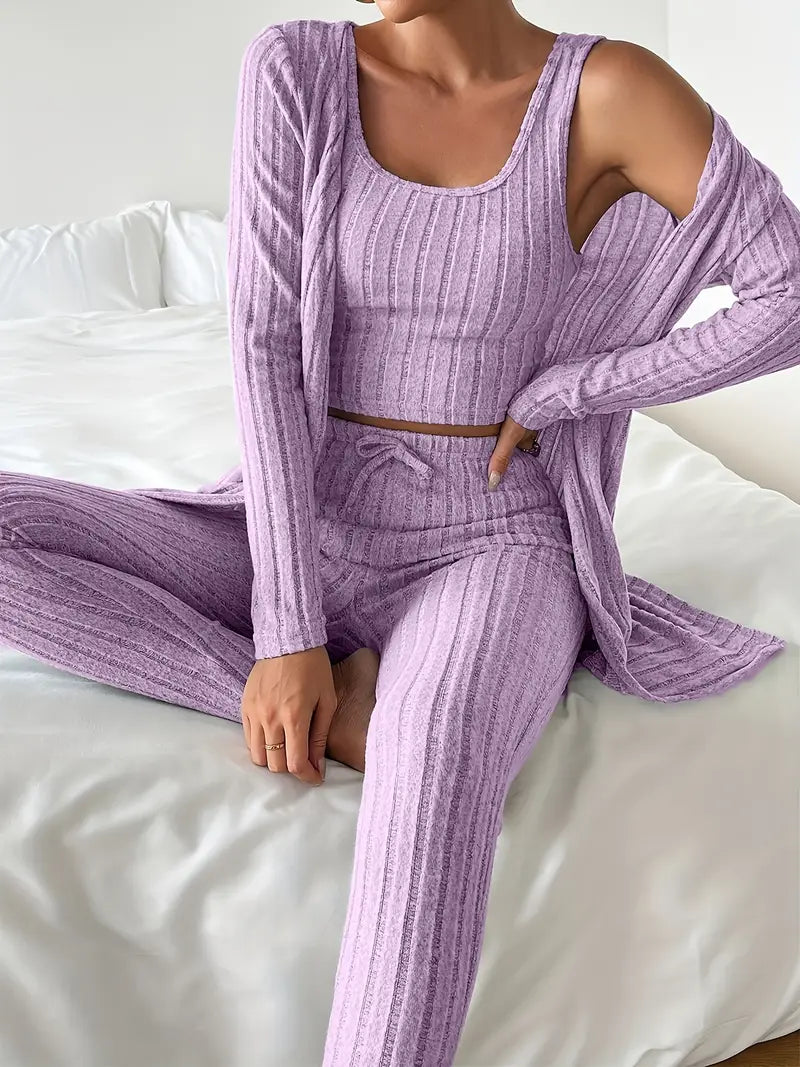 Melanie - Ribbed 3 Piece Lounge Set